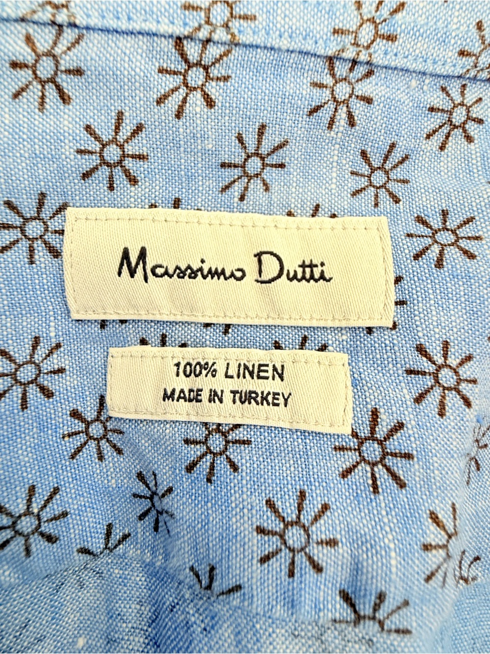 Massimo Dutti Men's Long-Sleeve Linen Shirt Light Blue Floral Size M - Picture 8 of 14